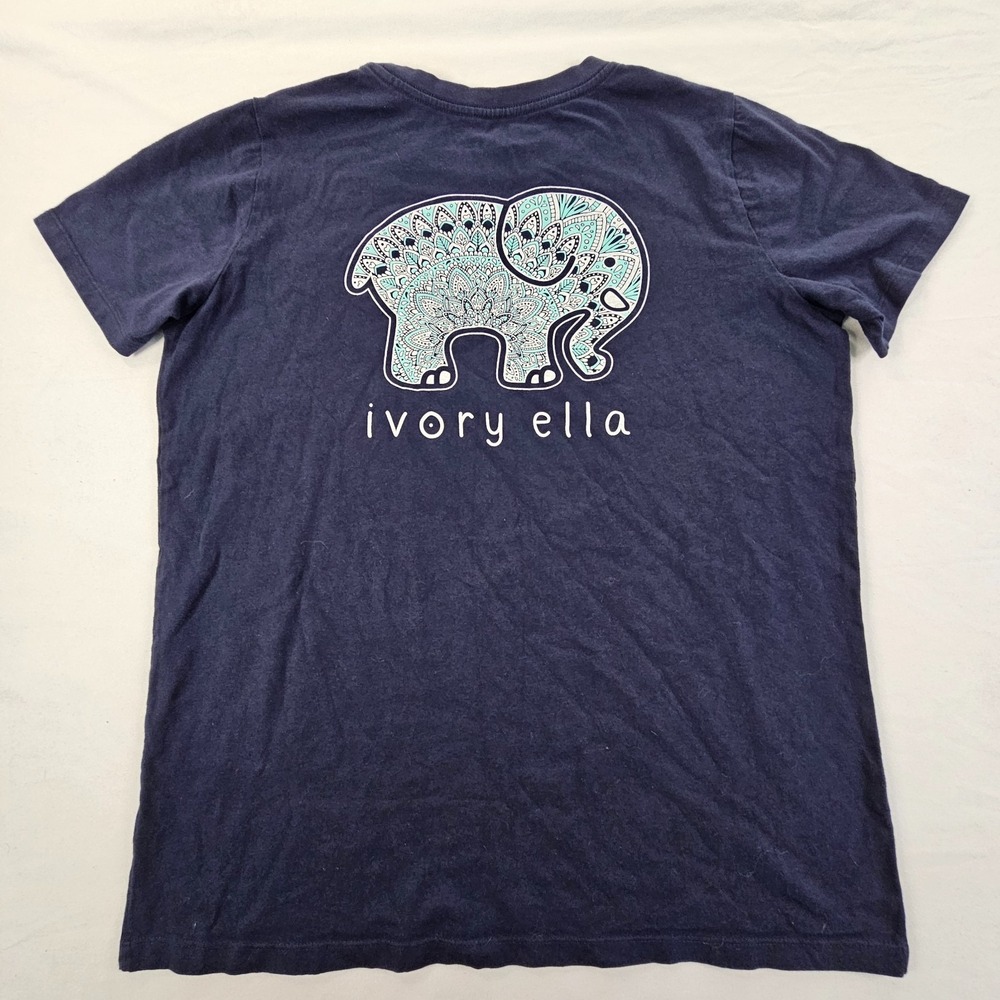 Save the Elephants Ivory Ella Blue Short Sleeve Cotton T-Shirt Men's L